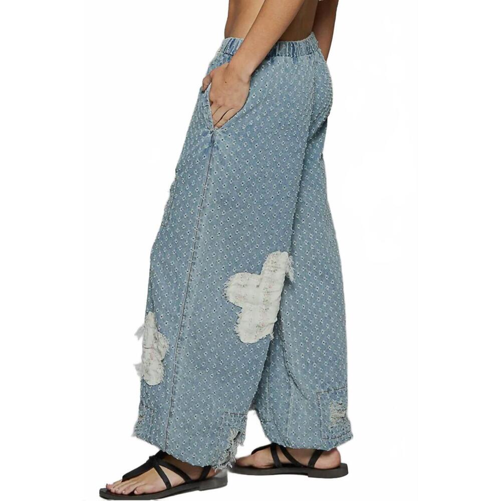 Women's Blue Distressed Pants - Picture 4 of 5